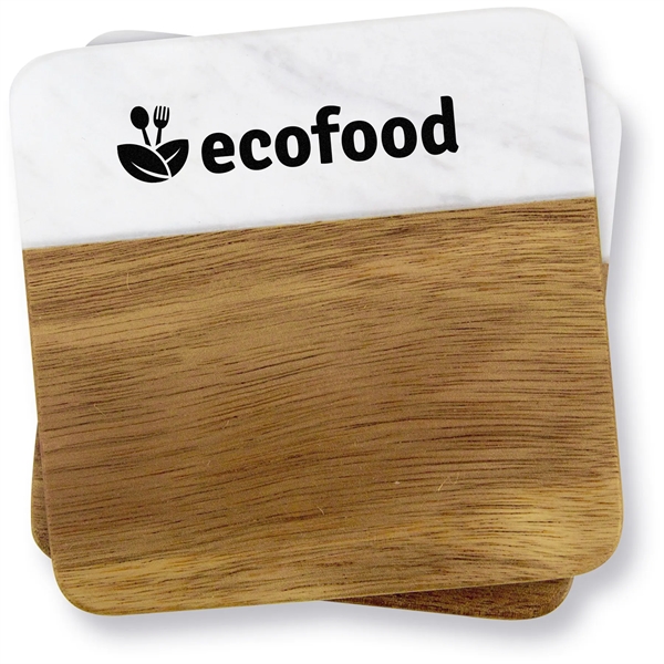 2 Pc. Acacia Wood & Marble Coaster Set - 2 Pc. Acacia Wood & Marble Coaster Set - Image 3 of 3