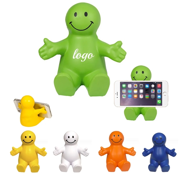 4" Fun Colorful Squeezable Smile Face Guy Phone Holders - 4" Fun Colorful Squeezable Smile Face Guy Phone Holders - Image 0 of 2