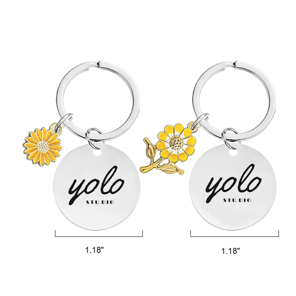 MOQ 50 Custom Steel Sunflower Keychain - MOQ 50 Custom Steel Sunflower Keychain - Image 0 of 1
