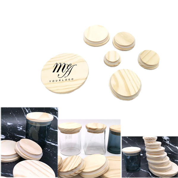 Wooden Silicon Candle  Glass Jars Lid Customizable