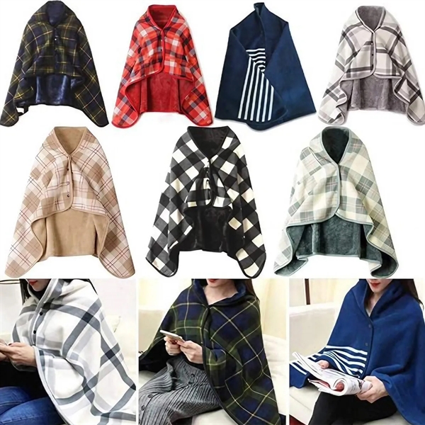 Women's Flannel Shawl Wrap Blanket - Women's Flannel Shawl Wrap Blanket - Image 1 of 4