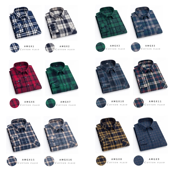 Men's Plaid Cotton Flannel Casual Long Sleeve Shirt - Men's Plaid Cotton Flannel Casual Long Sleeve Shirt - Image 1 of 4