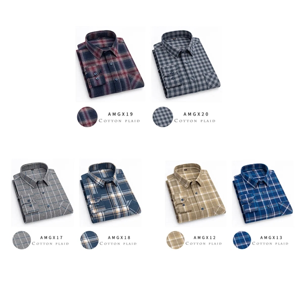 Men's Plaid Cotton Flannel Casual Long Sleeve Shirt - Men's Plaid Cotton Flannel Casual Long Sleeve Shirt - Image 2 of 4