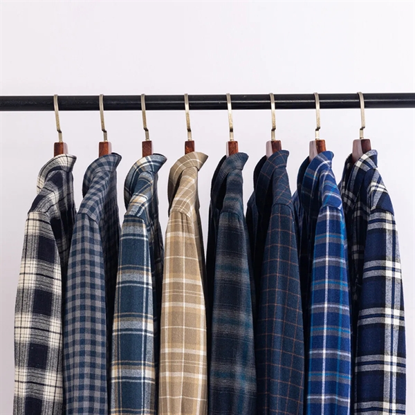 Men's Plaid Cotton Flannel Casual Long Sleeve Shirt - Men's Plaid Cotton Flannel Casual Long Sleeve Shirt - Image 4 of 4