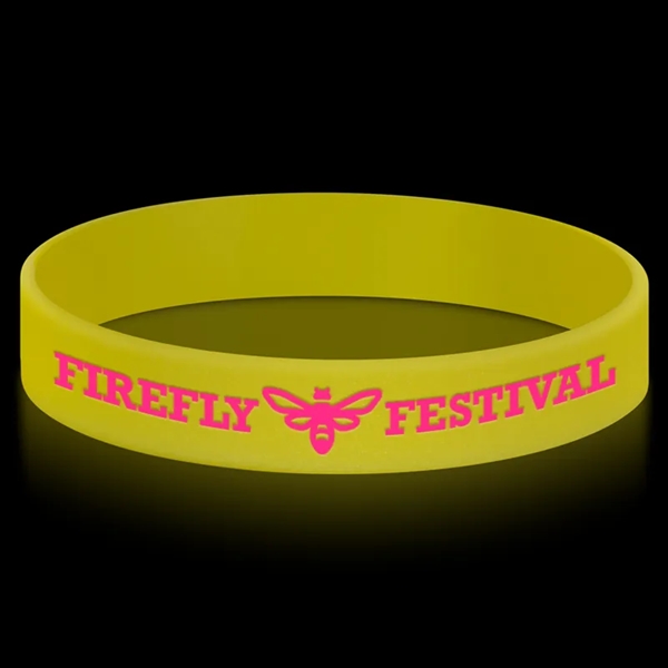 Glow in the Dark Printed 1/2" Inch Custom Silicone Wristband - Glow in the Dark Printed 1/2" Inch Custom Silicone Wristband - Image 1 of 8