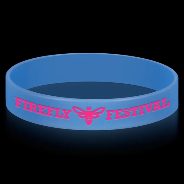 Glow in the Dark Printed 1/2" Inch Custom Silicone Wristband - Glow in the Dark Printed 1/2" Inch Custom Silicone Wristband - Image 6 of 8