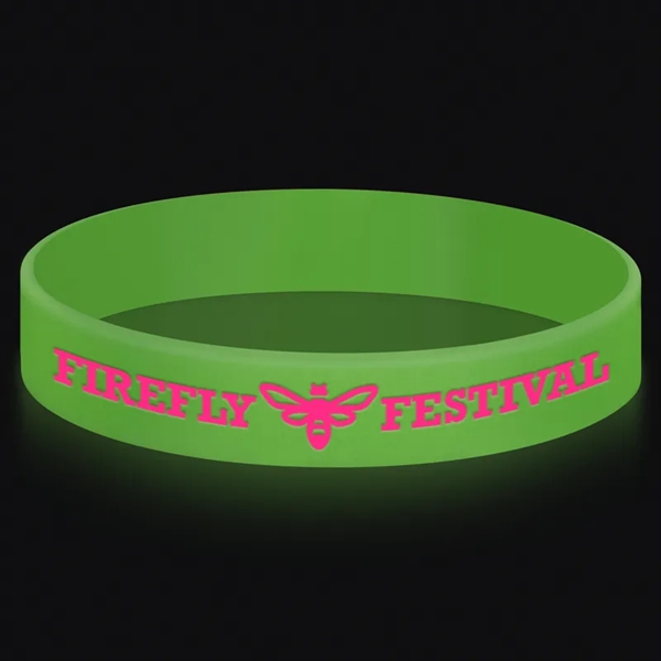 Glow in the Dark Printed 1/2" Inch Custom Silicone Wristband - Glow in the Dark Printed 1/2" Inch Custom Silicone Wristband - Image 7 of 8