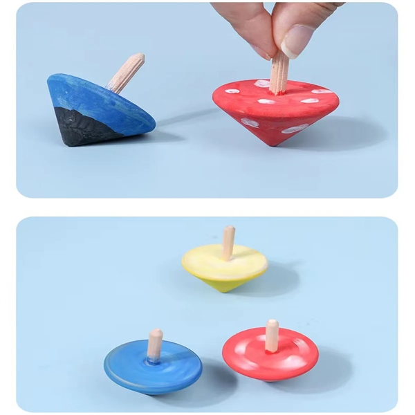 Mini Wooden Classic Spin Tops Toys - Mini Wooden Classic Spin Tops Toys - Image 2 of 3