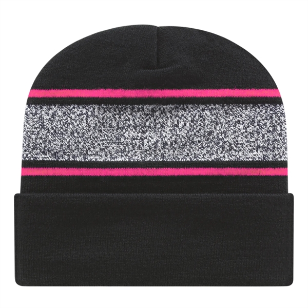 Variegated Striped Knit Cap With Cuff - Variegated Striped Knit Cap With Cuff - Image 5 of 6