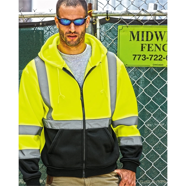 Kishigo Hi-Vis Full-Zip Hooded Sweatshirt - Kishigo Hi-Vis Full-Zip Hooded Sweatshirt - Image 0 of 7