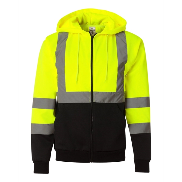 Kishigo Hi-Vis Full-Zip Hooded Sweatshirt - Kishigo Hi-Vis Full-Zip Hooded Sweatshirt - Image 2 of 7