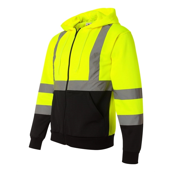 Kishigo Hi-Vis Full-Zip Hooded Sweatshirt - Kishigo Hi-Vis Full-Zip Hooded Sweatshirt - Image 3 of 7