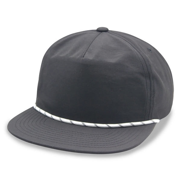 Waterproof nylon 5 panel unstructured snapback rope hat - Waterproof nylon 5 panel unstructured snapback rope hat - Image 8 of 9