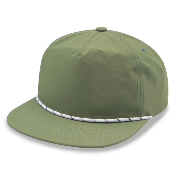 Waterproof nylon 5 panel unstructured snapback rope hat - Waterproof nylon 5 panel unstructured snapback rope hat - Image 3 of 9