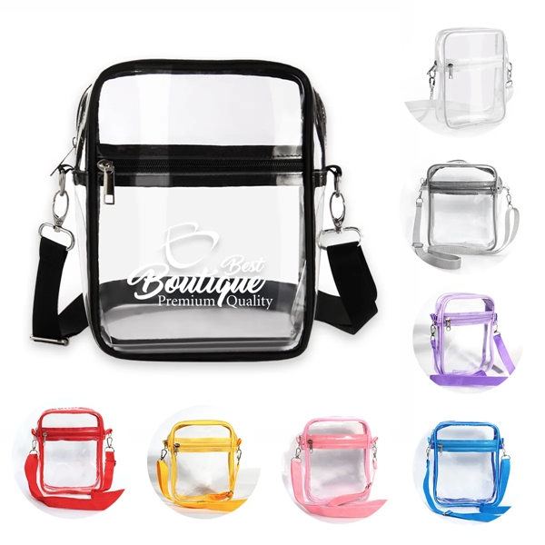 Clear PVC Crossbody Bag Stadium Approved Messenger Bag Purse - Clear PVC Crossbody Bag Stadium Approved Messenger Bag Purse - Image 0 of 5