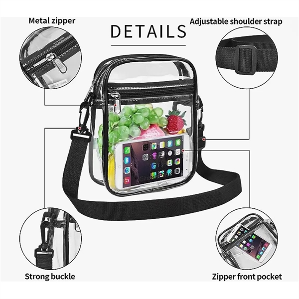 Clear PVC Crossbody Bag Stadium Approved Messenger Bag Purse - Clear PVC Crossbody Bag Stadium Approved Messenger Bag Purse - Image 2 of 5