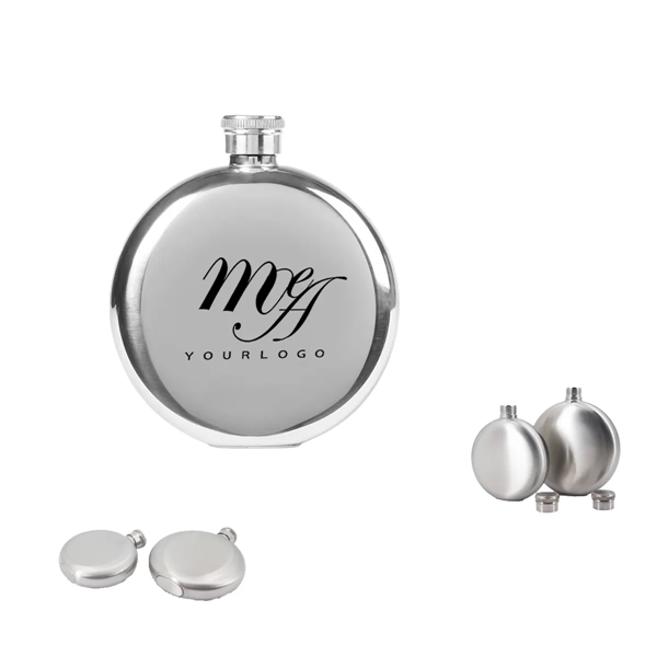 Flask Wine Pot Bottle Round Shape Stainless Steel Hiking