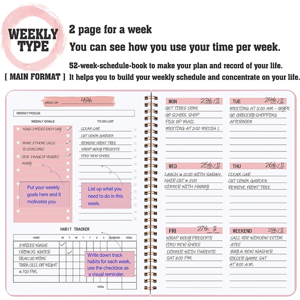 Weekly Planner- Goals Notebook - Weekly Planner- Goals Notebook - Image 3 of 5