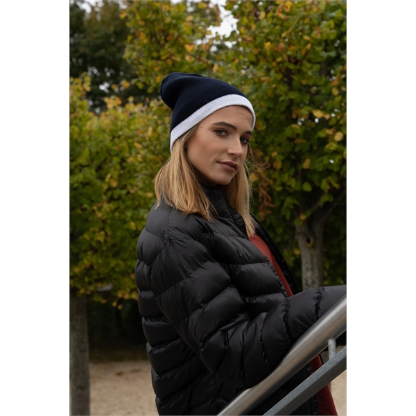 Roll Down Two Tone Acrylic Beanie - Roll Down Two Tone Acrylic Beanie - Image 4 of 5