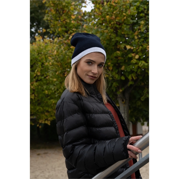 Roll Down Two Tone Acrylic Beanie - Roll Down Two Tone Acrylic Beanie - Image 5 of 5