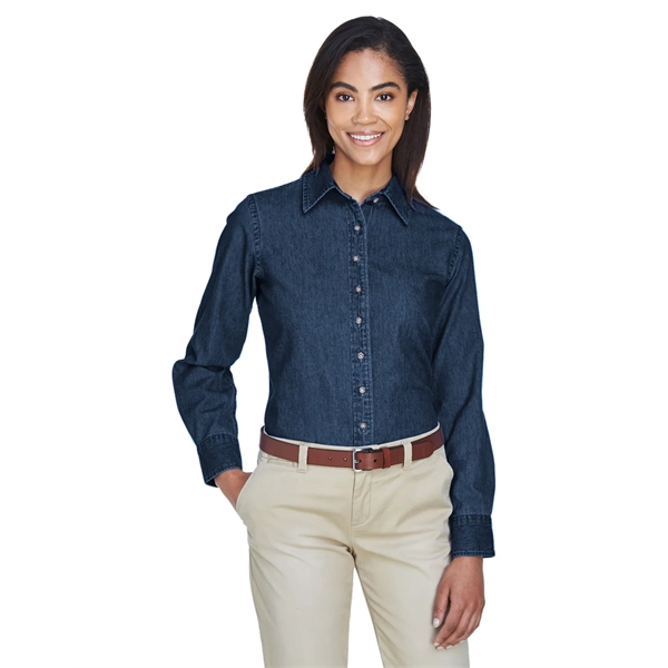 Harriton Ladies' Long-Sleeve Denim Shirt - Harriton Ladies' Long-Sleeve Denim Shirt - Image 9 of 23