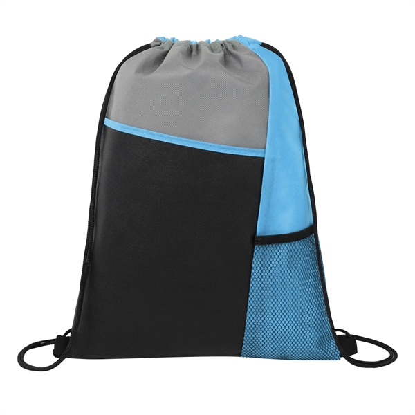 Tri-Colored Mesh Pocket Drawstring Backpack (Ocean) - Tri-Colored Mesh Pocket Drawstring Backpack (Ocean) - Image 5 of 19