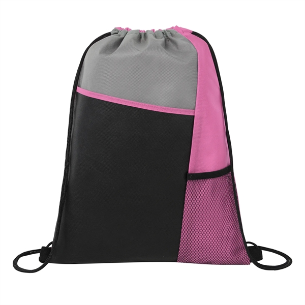 Tri-Colored Mesh Pocket Drawstring Backpack (Ocean) - Tri-Colored Mesh Pocket Drawstring Backpack (Ocean) - Image 7 of 19