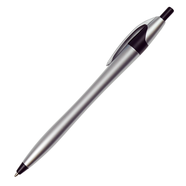 Silver Barrel European Design Ballpoint Pen w/Color Accents - Silver Barrel European Design Ballpoint Pen w/Color Accents - Image 1 of 4