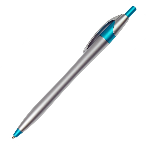Silver Barrel European Design Ballpoint Pen w/Color Accents - Silver Barrel European Design Ballpoint Pen w/Color Accents - Image 2 of 4