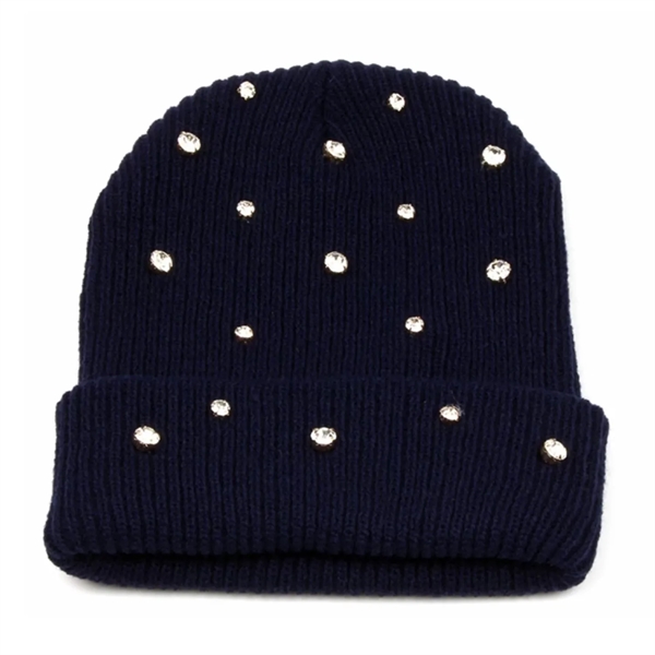 Cuffed knitted beanie with Luxury stone - Cuffed knitted beanie with Luxury stone - Image 4 of 5