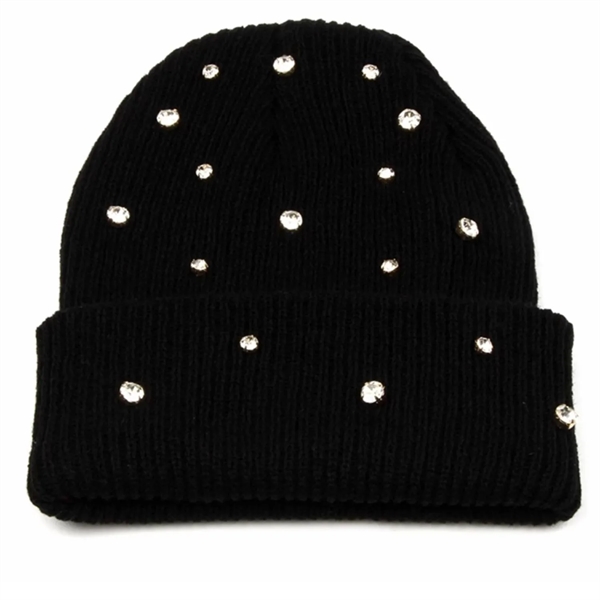 Cuffed knitted beanie with Luxury stone - Cuffed knitted beanie with Luxury stone - Image 5 of 5