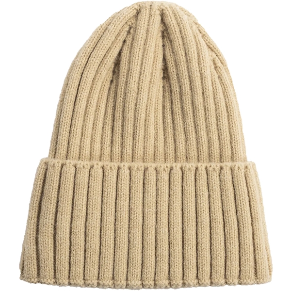 Striped Cuffed Knitted Beanie With Custom Logo - Striped Cuffed Knitted Beanie With Custom Logo - Image 2 of 8