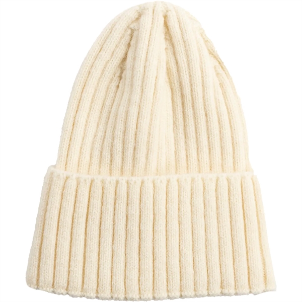 Striped Cuffed Knitted Beanie With Custom Logo - Striped Cuffed Knitted Beanie With Custom Logo - Image 6 of 8