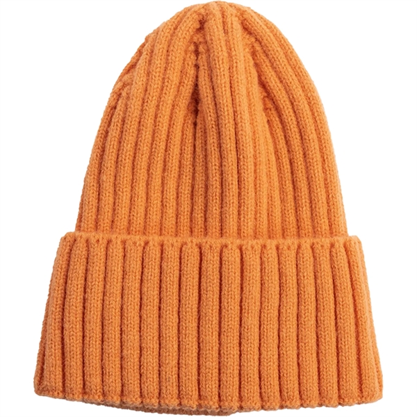 Striped Cuffed Knitted Beanie With Custom Logo - Striped Cuffed Knitted Beanie With Custom Logo - Image 7 of 8