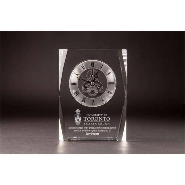 2D Crystal Award with Clock - 2D Crystal Award with Clock - Image 2 of 3