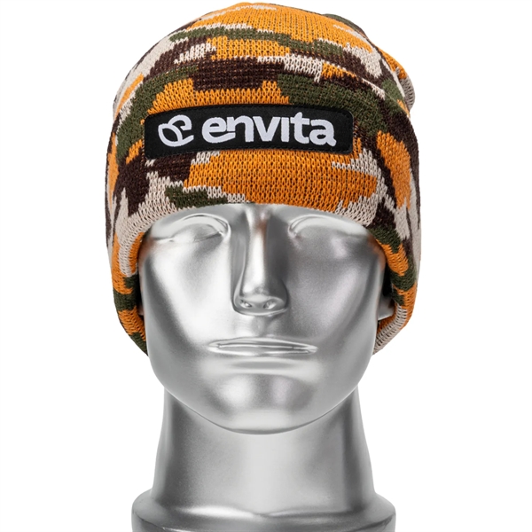 Unisex Camouflage Knitted Cuffed Beanie - Unisex Camouflage Knitted Cuffed Beanie - Image 10 of 12