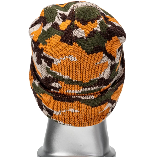 Unisex Camouflage Knitted Cuffed Beanie - Unisex Camouflage Knitted Cuffed Beanie - Image 12 of 12