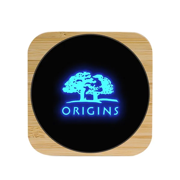 Bamboo Light-up 15W Qi Fast Wireless Charging Pad - Bamboo Light-up 15W Qi Fast Wireless Charging Pad - Image 2 of 5