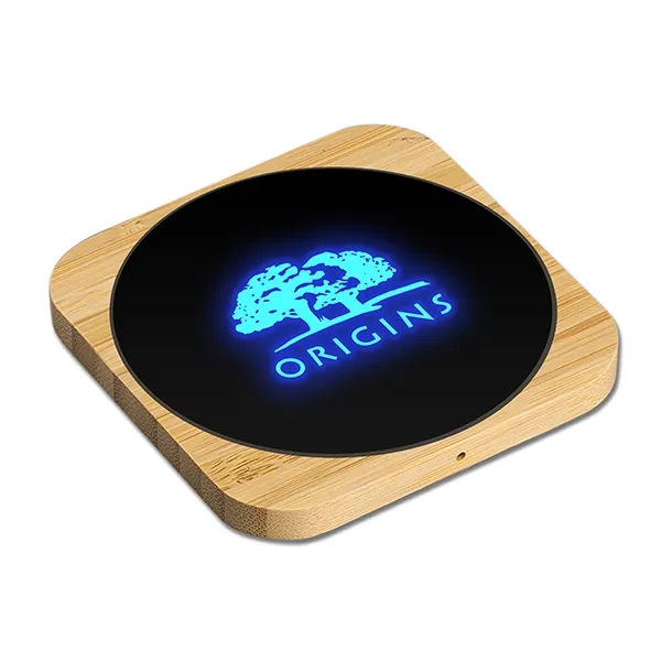 Bamboo Light-up 15W Qi Fast Wireless Charging Pad - Bamboo Light-up 15W Qi Fast Wireless Charging Pad - Image 3 of 5