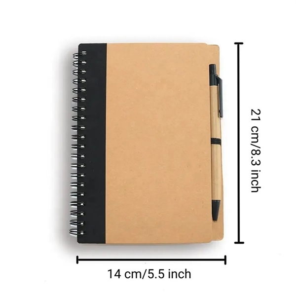 Kraft Paper Cover Spiral Notebook with Pen - Kraft Paper Cover Spiral Notebook with Pen - Image 1 of 5