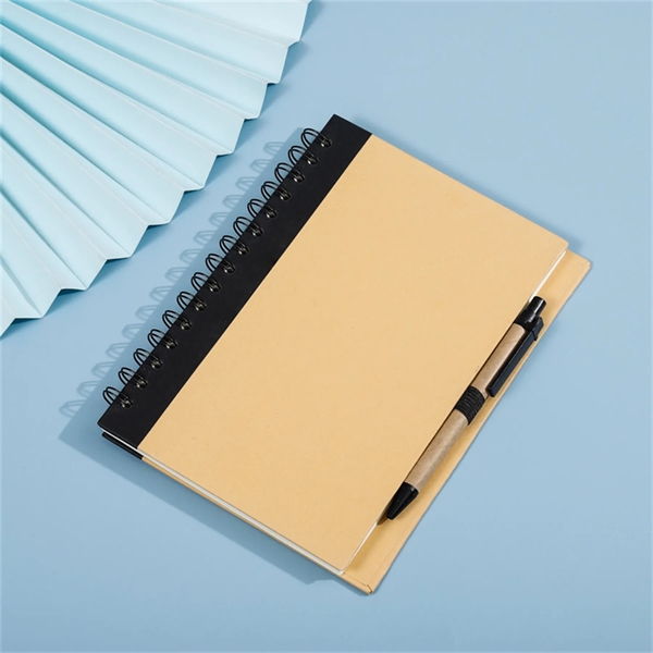 Kraft Paper Cover Spiral Notebook with Pen - Kraft Paper Cover Spiral Notebook with Pen - Image 3 of 5