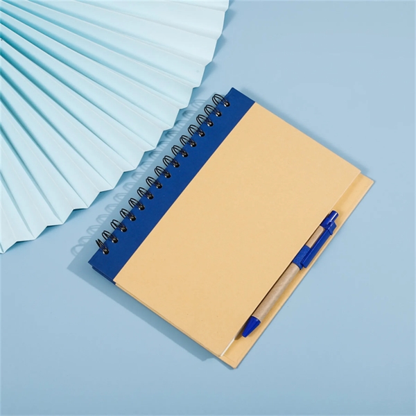 Kraft Paper Cover Spiral Notebook with Pen - Kraft Paper Cover Spiral Notebook with Pen - Image 5 of 5