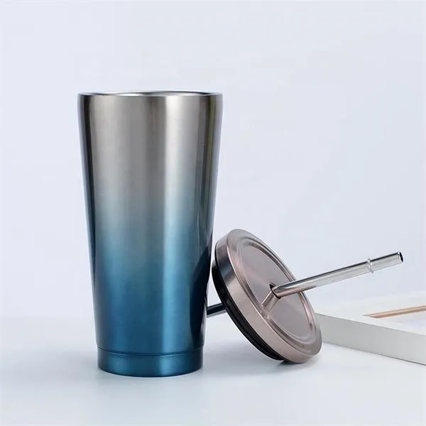 Insulated Stainless Steel Water Cup With Straw - Insulated Stainless Steel Water Cup With Straw - Image 1 of 2