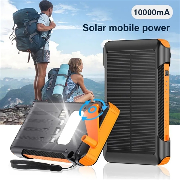 Hand Crank Solar LED Powerbank Charger with cables 10000mA - Hand Crank Solar LED Powerbank Charger with cables 10000mA - Image 1 of 3