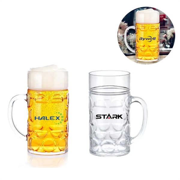 32OZ Clear Plastic Beer Mugs - 32OZ Clear Plastic Beer Mugs - Image 0 of 3