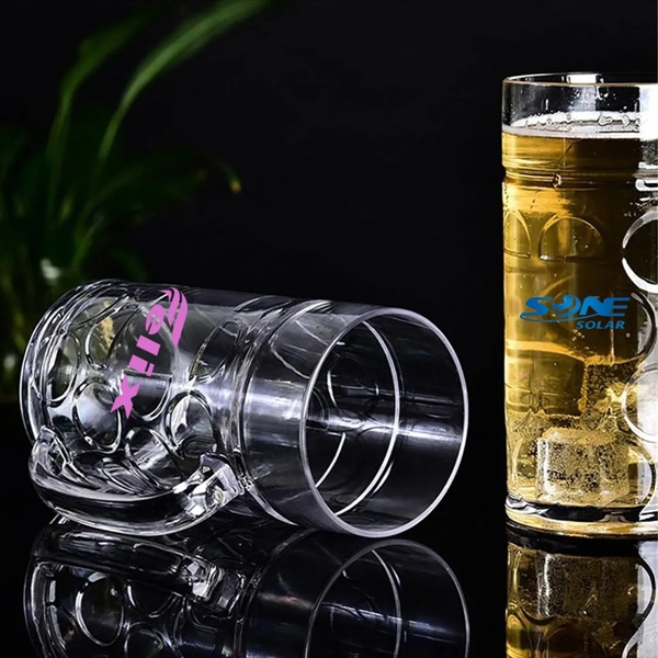32OZ Clear Plastic Beer Mugs - 32OZ Clear Plastic Beer Mugs - Image 1 of 3