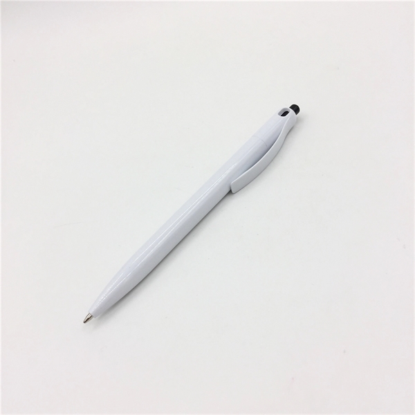White barrel with color trim plastic ball pen - White barrel with color trim plastic ball pen - Image 1 of 5