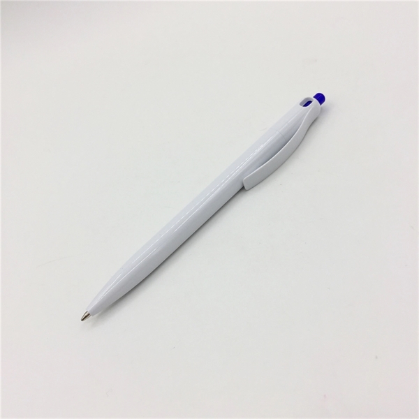 White barrel with color trim plastic ball pen - White barrel with color trim plastic ball pen - Image 3 of 5