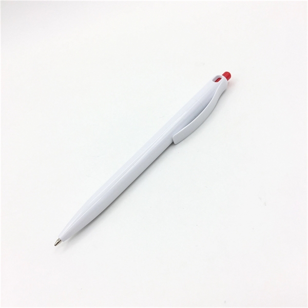 White barrel with color trim plastic ball pen - White barrel with color trim plastic ball pen - Image 4 of 5
