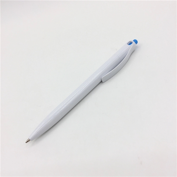 White barrel with color trim plastic ball pen - White barrel with color trim plastic ball pen - Image 5 of 5